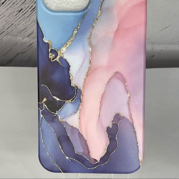 Marble Look iPhone 12 Pro Max Case-Blue/Purple/Pink - Picture 2 of 3
